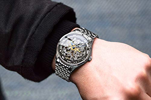 Agelocer Men's Top Brand Stainless Steel Skeleton Mechanical Luxury Watch