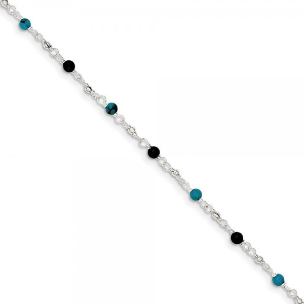 Onyx Created Simulated Turquoise Anklet Bracelet
