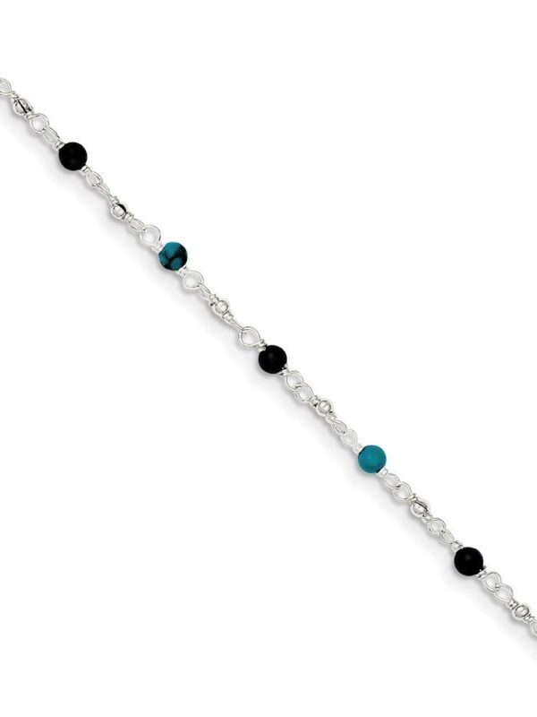 Onyx Created Simulated Turquoise Anklet Bracelet