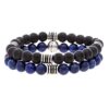 Steve Madden Stainless Steel Black and Blue Beaded Bracelet