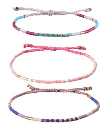 KELITCH 3 Pcs Mix Bead Bracelets Handmade Cuff Bracelet