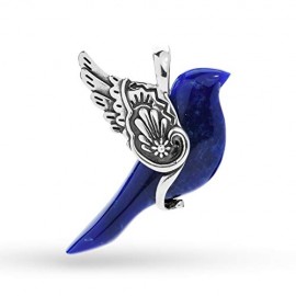 Silver Blue Sodalite Gemstone Spirit Bird Pendant Enhancer