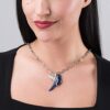 Silver Blue Sodalite Gemstone Spirit Bird Pendant Enhancer