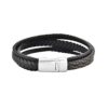 Geoffrey Beene Men's Multi-Strand Braided Genuine Leather Bracelet