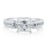 Love Story with the Rhodium-Plated Sterling Silver Princess Cut 3-Stone CZ Engagement Ring - A Timeless Symbol of Love and Commitment
