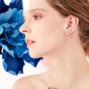 14K Gold Earrings Simulated Diamond Round Cubic Zirconia