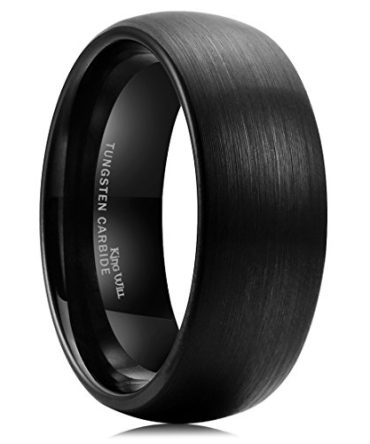 Black Brushed Matte Finish Tungsten Carbide Engagement Ring