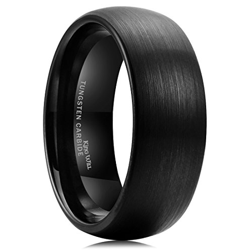 Black Brushed Matte Finish Tungsten Carbide Engagement Ring
