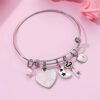 Heart Charm Bracelets Charm Engraved Expandable