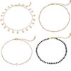 Gold Star Pearl Choker Necklace -4 Pieces Set