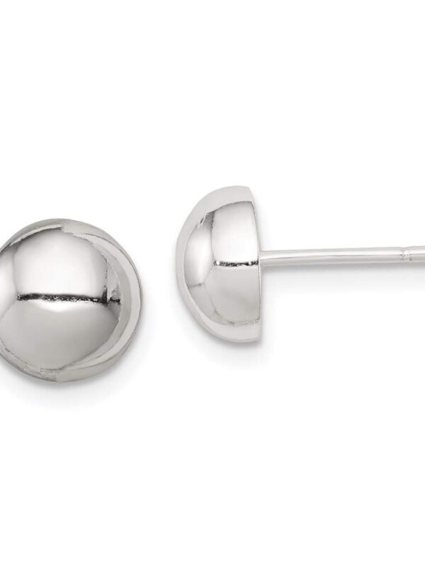 925 Sterling Silver 8mm Button Post Stud Earrings
