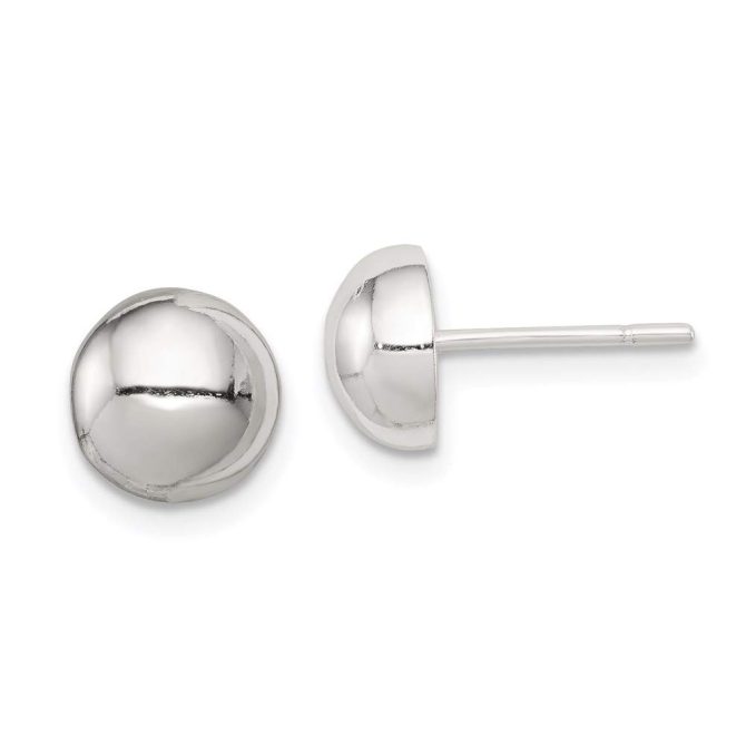 925 Sterling Silver 8mm Button Post Stud Earrings
