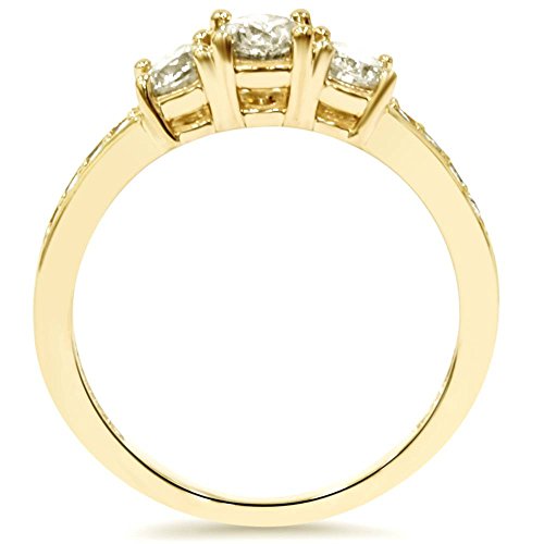 1 Ct 3-Stone Diamond Engagement Ring 10K Yellow Gold