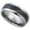 Wedding Band Ring Black Ceramic Sabrina Silver Tungsten
