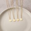 14K Gold Plated Initial Necklace – Elegant Hammered Disc Pendant with Adjustable Chain