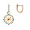 Swarovski Ocean Journey Women's Drop Hoop Earrings – Elegant Compass Design with Aqua, Crimson, and White Crystals