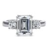 Eternal Elegance: Rhodium-Plated CZ 3-Stone Anniversary Ring ?✨
