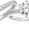 Platinum-Plated Sterling Silver Round Ring Set