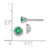 14k White Gold Diamond Green Emerald Stud Jacket Earrings
