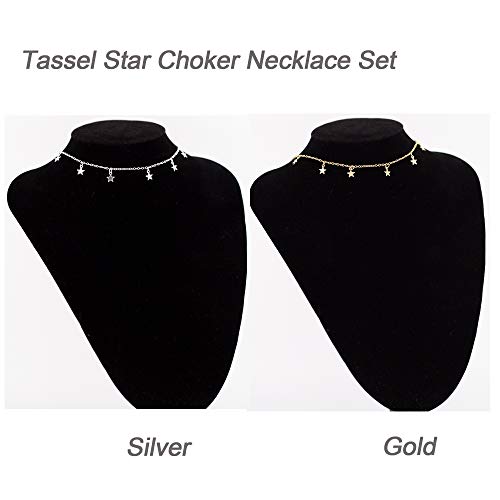 Star Choker Necklace Set Dainty Gold and Silver Chain Pendant