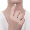 BERRICLE Rhodium Plated Sterling Silver Halo Promise Engagement