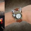 Steampunk-Styled Tesla Analog Watch Weathered-Brass Look