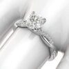 10k White Gold 4-Prong Petite Twisted Vine Simulated 1.0 CT Diamond