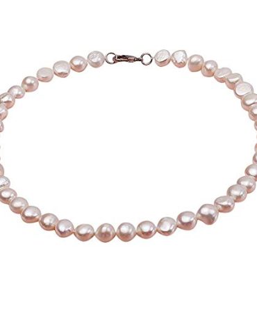 JYX 9x10.5mm Oval Natural White/Pink Freshwater Cultured Pearl Necklace