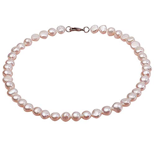 JYX 9x10.5mm Oval Natural White/Pink Freshwater Cultured Pearl Necklace
