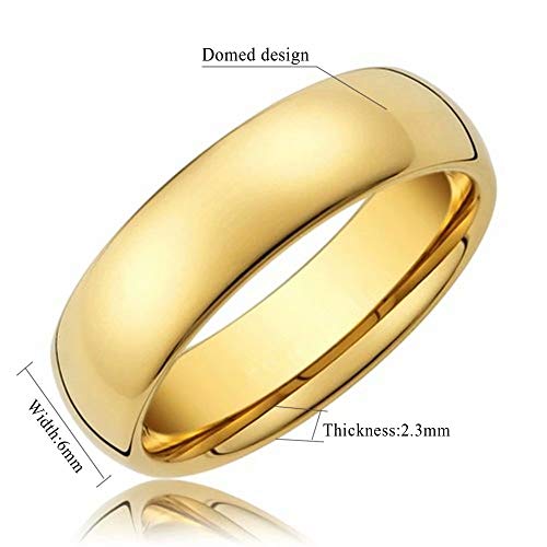 24k Gold Plated Ring Wedding Band Comfort Fit Domed Tungsten