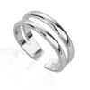 Horizontal Double Twin Lines Simple Open Band Toe Ring