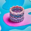 QALO Women's Iridescent Pink Eternity Silicone Wedding Ring