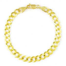10k Yellow Gold 7mm Solid Cuban Curb Link Chain Bracelet