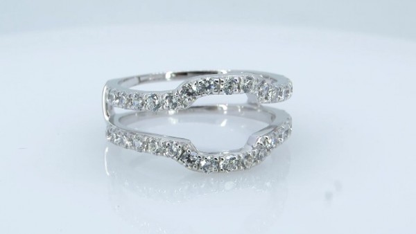 Enhancer Guard Double Ring Zirconia CZ Ladies Wedding Band
