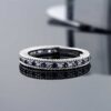 Wedding Band Ring Blue Simulated Sapphire and White Created Sapphire