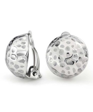 Hammered Dome Ball Clip On Button Earrings For Women