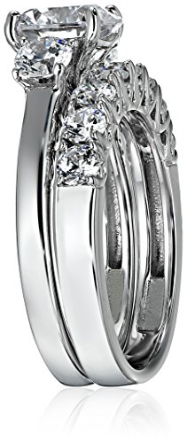 Size 7 Platinum-Plated Swarovski Zirconia Three Stone Ring