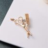 Hairdresser Scissors and Comb Brooch Pin
