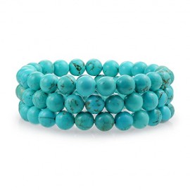 Stabilized Turquoise 8MM Ball Bead Stones Stackable Strands Stretch Bracelet