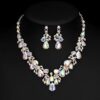 Necklace Earrings Jewelry Set for Brides Dress Rhinestone