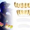 Finrezio Gold Plated Grillz Hip Hop Teeth Top and Bottom