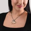 Silver Picture Jasper and Turquoise Gemstone Spirit Bear Pendant Enhancer