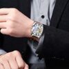 SEWOR Mens Automatic Business Dress Tonneau Shaped Moon