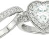 Platinum-Plated Sterling Silver Swarovski Zirconia Heart Antique Ring