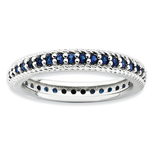 Sterling Silver Created Sapphire Eternity Band Ring