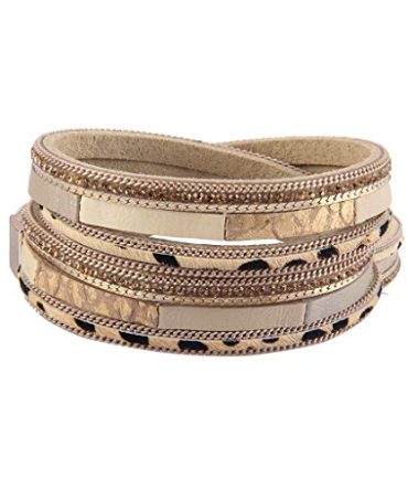 GelConnie Leopard Leather Wrap Bracelet Multilayer