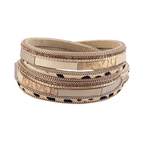 GelConnie Leopard Leather Wrap Bracelet Multilayer