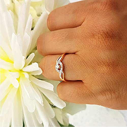 Sparkling 10K Rose Gold Criss Cross Diamond Engagement Ring - A Promise of Radiance in Size 8