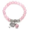 Top Plaza Stretch Rose Quartz Tree of Life Lucky Stone Bracelet