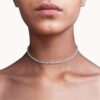 EFTOM 1 Row Silver Rhinestone Choker Necklace